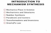 INTRODUCTION TO MECHANISM SYNTHESIS - Union …rbb.union.edu/courses/mer312/Lectures/MER312 L01 Introduction.pdf · INTRODUCTION TO MECHANISM SYNTHESIS ... Mobility Criterion: Kutzbach