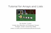 Tutorial for Arrays and ListsTutorial for Arrays and Lists · Arrays ContinuedArrays Continued • Once you have finished • This is the beauty of the Array plugging in the Array
