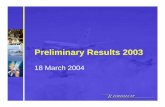 Preliminary Results 2003 - Cobham plc · Preliminary Results 2003 18 March 2004. ... Avionics £83m Aerospace Systems £73m Flight Ops £11m 167 ... AirTanker was judged by the MoD