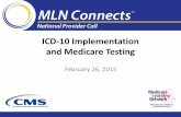 ICD-10 Implementation and Medicare Testing€¦ · • CMS is taking a comprehensive four-pronged approach to preparedness and testing to ensure that CMS, as well as the Medicare