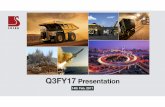 Q3FY17 Presentation - Welcome to Solar Group EXPLOSIVES 17930 118 Cr 126 Cr 83 Cr 20497 25869 +26.21% Q3FY16 Q3FY17 Q2FY17 BULK EXPLOSIVES 162 Cr 176 Cr 128 Cr 49398 54930 +11.20%