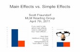 Main Effects vs. Simple Effects - University of Pittsburgh EFFECT MAIN EFFECT (OR LACK THEREOF) No consistent effect of opponent feedback. The Problem ANOVA WORLD MLM WORLD