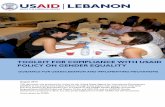 TOOLKIT FOR COMPLIANCE WITH USAID POLICY … Compliance...TOOLKIT FOR COMPLIANCE WITH USAID POLICY ON GENDER EQUALITY ... CDCS Country Development Cooperation Strategy C-TIP Counter