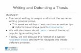 Writing and Defending a Thesis - sqrlab.ca · Writing and Defending a Thesis Overview ... popular type setting tools §Finally, ... §If a Latex style file or a template