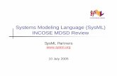 Systems Modeling Language (SysML) INCOSE MDSD …syseng.omg.org/SysML-INCOSE-MDSD-Review-050710.pdf · Background and Status Update – Cris/Sandy ... organized in May 2003 to respond