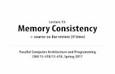 Lecture 13: Memory Consistency - Carnegie Mellon …15418.courses.cs.cmu.edu/spring2017content/lectures/13_consistency/... · CMU 15-418/618, Spring 2017 Hello Adele (25) Tunes Hello,