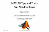 MATLAB Tips and Tricks You Need to Know · MATLAB Tips and Tricks You Need to Know Yair ... o Run-time performance o MATLAB ... company/newsletters/articles/tips-for-accelerating-matlab-performance.html
