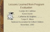 Lessons Learned from Program Evaluation - Casenex€¦ · Lessons Learned from Program Evaluation ... must span grades pre-K-12. ... Program brochures documents Evaluation questions