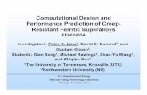 Computational Design and Performance Prediction of … Library/Events/2016/crosscutting-ree... · Computational Design and Performance Prediction of Creep-Resistant Ferritic Superalloys