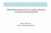 Rheological behaviour of molten polymer, models and ... · Viscoelastic flows modelling ... response of a simple viscoelastic fluid Step strain : t=0 rest, t>0 constant shear ...