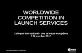 WORLDWIDE COMPETITION IN LAUNCH SERVICES€¦ · WORLDWIDE COMPETITION IN LAUNCH SERVICES. ... Domestic - Delta II, Minotaur, Pegasus, Antares, Epsilon 7. ... • Demonstration of