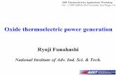 Oxide Thermoelectric Power Generation · conversion Total primary energy ... Toxic element. Rare element. Melting. Oxidation. Limitation on. ... Oxide Thermoelectric Power Generation