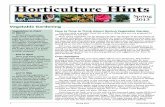 Horticulture Hints - LSU AgCenter · Horticulture Hints Now Is Time to Think ... Valencia, Paladin and Plato, Camelot ... Tigress, Lynx, Spineless Beauty, Senator, Gold Rush (AAS),