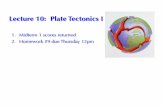 Lecture 10: Plate Tectonics I - SOEST | School of Ocean ... · Lecture 10: Plate Tectonics I 1. ... Seafloor spreading allows plates to move Explains volcanism ... Read Chapter 3-2