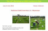 The 10th Workshop on GHG Inventory in Asia 10th Workshop on GHG Inventory in Asia July 11-12, 2012 Hanoi, Vietnam National GHG Inventory in Myanmar Prof. Khin Lay Swe Team Leader,