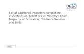 List of additional inspectors completing inspections … of additional inspectors completing inspections on behalf of Her Majesty's Chief Inspector of Education, Children’s Services