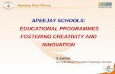 APEEJAY SCHOOLS: EDUCATIONAL PROGRAMMES … Sukhchandan Samra_India.pdf · 1 APEEJAY SCHOOLS: EDUCATIONAL PROGRAMMES FOSTERING CREATIVITY AND INNOVATION S.Samra Co-ordinating Principal
