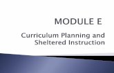 Module E - Curriculum Planning and Sheltered Instruction · classroom teachers who teach in English. ... as well as native English speakers with a variety of learning styles. ...