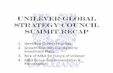 Unilever Global Strategy Council Summit Recap · Unilever Global Strategy Council Summit Recap 1. Idenﬁed Growth ... weak / contested clear leadership high growth lower growth top