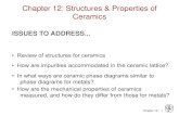 Chapter 12: Structures & Properties of Ceramics 12 - 1 Chapter 12: Structures & Properties of Ceramics ISSUES TO ADDRESS... • Review of structures for ceramics • How are impurities
