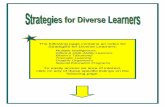 The following page contains an index for Strategies for ... · The following page contains an index for Strategies for Diverse Learners: ... learners and the challenges they may present