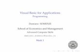 Visual Basic for Applications - Programming · Visual Basic for Applications Programming Damiano SOMENZI School of Economics and Management Advanced Computer Skills damiano.somenzi@unibz.it