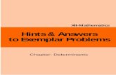 Hints & Answers to Exemplar Problems · This booklet “Hints and Answers to Exemplar problems Mathematics XII” for chapter 4 (Determinants) contains the hints and answers to all