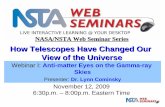 How Telescopes Have Changed Our View of the Universeuniverse.sonoma.edu/~lynnc/presentations/antimattereyes111009.pdf · How Telescopes Have Changed Our View of the Universe ... Gamma-ray