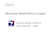 Municipal Waste Policy in Japan - toyo.ac.jpyamaya/municipal waste policy in Japan.pdf · Municipal Waste Policy in Japan Shusaku Yamaya, Professor . Toyo University Japan. 1 . 19