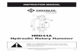 HRD44A Hydraulic Rotary Hammer Hydraulic Rotary Hammer Greenlee / A Textron Company 3 4455 Boeing Dr. • Rockford, IL 61109-2988 USA • 815-397-7070 IMPORTANT SAFETY INFORMATION