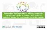 the boundaries of HRH research - WHO | World Health ... pushing the boundaries of HRH research – From