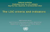 The LDC criteria and indicators - United Nations · National workshop Graduation from the LDC category Nay Pyi Taw, Myanmar, 9-10 December 2014 Matthias Bruckner Committee for Development