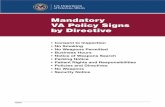 Mandatory VA Policy Signs by Directive - Office of Construction & Facilities Management · 2018-03-14 · Mandatory VA Policy Signs by Directive • Consent to Inspection ... (VHA)