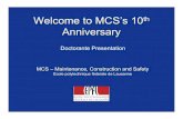 Welcome to MCS’s 10 Anniversary Symposium - fib... · Welcome to MCS’s 10th Anniversary Doctorante Presentation MCS – Maintenance, Construction and Safety ... May 1, 2003 Original
