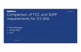 Comparison of FCC and 3GPP requirements for 3.5 GHz of FCC and 3GPP requirements for 3.5 GHz • Petri Vasenkari • 10-09 ... For the UE which supports both Band 11 and Band 21 the
