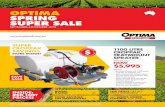 OPTIMA SPRING SUPER SALE - HD Pumps · OPTIMA SPRING SUPER SALE SEPTEMBER–NOVEMBER 2015 1100 LITRE ... auto-rewind reels and other ... » Genuine Honda motor to power the reliable