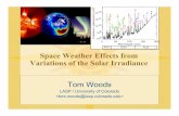 Space Weather Effects from Variations of the Solar … · Space Weather Effects from Variations of the Solar Irradiance ... Saturn 0.011 25 29.5 ... Sep 2005 (75 large flares) ...