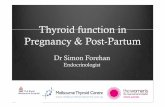 Thyroid function in Pregnancy & Post-Partum€¦ · • Marked changes to thyroid physiology in pregnancy • Thyroid disease affects women of child bearing age • Common • Up
