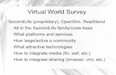 Virtual World Survey - Donald Bren School of Information ...wscacchi/GameLab/VirtualWorlds-TechAssessment.… · SecondLife Very Large User Community (1,000's +) Many services/vendors
