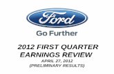 2012 FIRST QUARTER EARNINGS REVIEW - Ford FIRST QUARTER EARNINGS REVIEW APRIL 27, 2012 (PRELIMINARY RESULTS) SLIDE 1 BUSINESS OVERVIEW Alan Mulally President and Chief Executive Officer