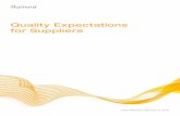 Quality Expectations for Suppliers - Illumina · Quality Expectations for Suppliers Initial Release: February ... against our brand promise and living our ... During different phases