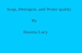 Soap, Detergent, and Water quality By Ihuoma Lucy · alkaline hydrolysis reaction called ... – Soap form insoluble compounds with the calcium and magnesium ions ... the presence