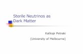 Sterile Neutrinos as Dark Matter - Fermilablss.fnal.gov/conf/C0911181/Petraki_CosPA09.pdf · If a more weakly-interacting particle , a sterile neutrino , is produced in the same processes,