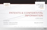 PATENTS & CONFIDENTIAL INFORMATION - Law Soc · PATENTS & CONFIDENTIAL INFORMATION CPD DAY Name Lawyer 9 OCTOBER 2015 Presentation by : WENDY LOW, PARTNER Contact details : ... USPTO