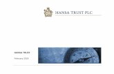 Shareholder presentation Feb 2018 - hansatrust.com · 2 Hansa Trust is a proprietor based investment trust blending best‐in‐class third party funds, a global equity portfolio
