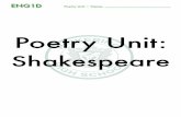 ENG1D Poetry Unit - Café Davis | Welcome Poetry Unit • Name: _____ Shakespeare’s Language The way people spoke and wrote in the 1500-1600s was very different from how we speak