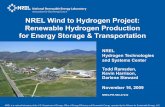 NREL Wind to Hydrogen Project: Renewable Hydrogen ... · Renewable Hydrogen Production for Energy Storage ... • Characterize and control wind turbine/PV ... • Optimized power