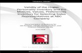Validity of the Hogan Personality Inventory and the ... Tech... · Validity of the Hogan Personality Inventory and the Motives, Values, Preferences Inventory for Selecting Sales Representatives