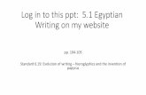 5.1 Egyptian Writing€¦ · Evolution of Writing 1 Cave paintings of images of hunting scenes and animals 2 Cuneiform script on clay tablets with wedge shapes