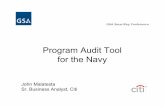 Program Audit Tool for the Navy - Citi.com · Program Audit Tool for the Navy John Malatesta Sr. Business Analyst, Citi GSA SmartPay Conference ®